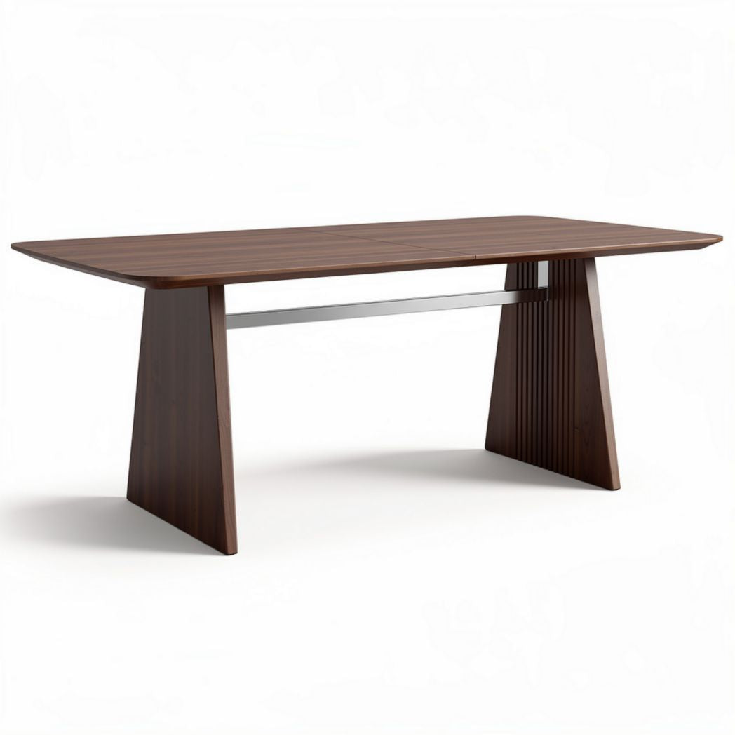 Table rectangulaire en bois marron avec base en métal 160 x 80 x 75cm