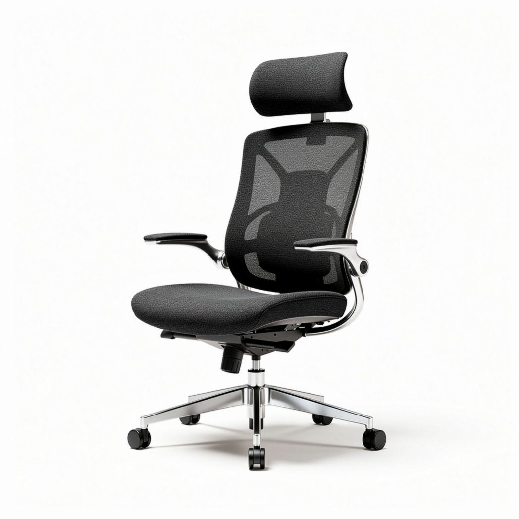 Chaise de bureau ergonomique en mesh noir avec support lombaire ajustable 60 x 60 x 120cm