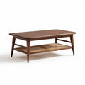 Table basse en bois avec étagère en rotin 120 x 60 x 45cm marron
