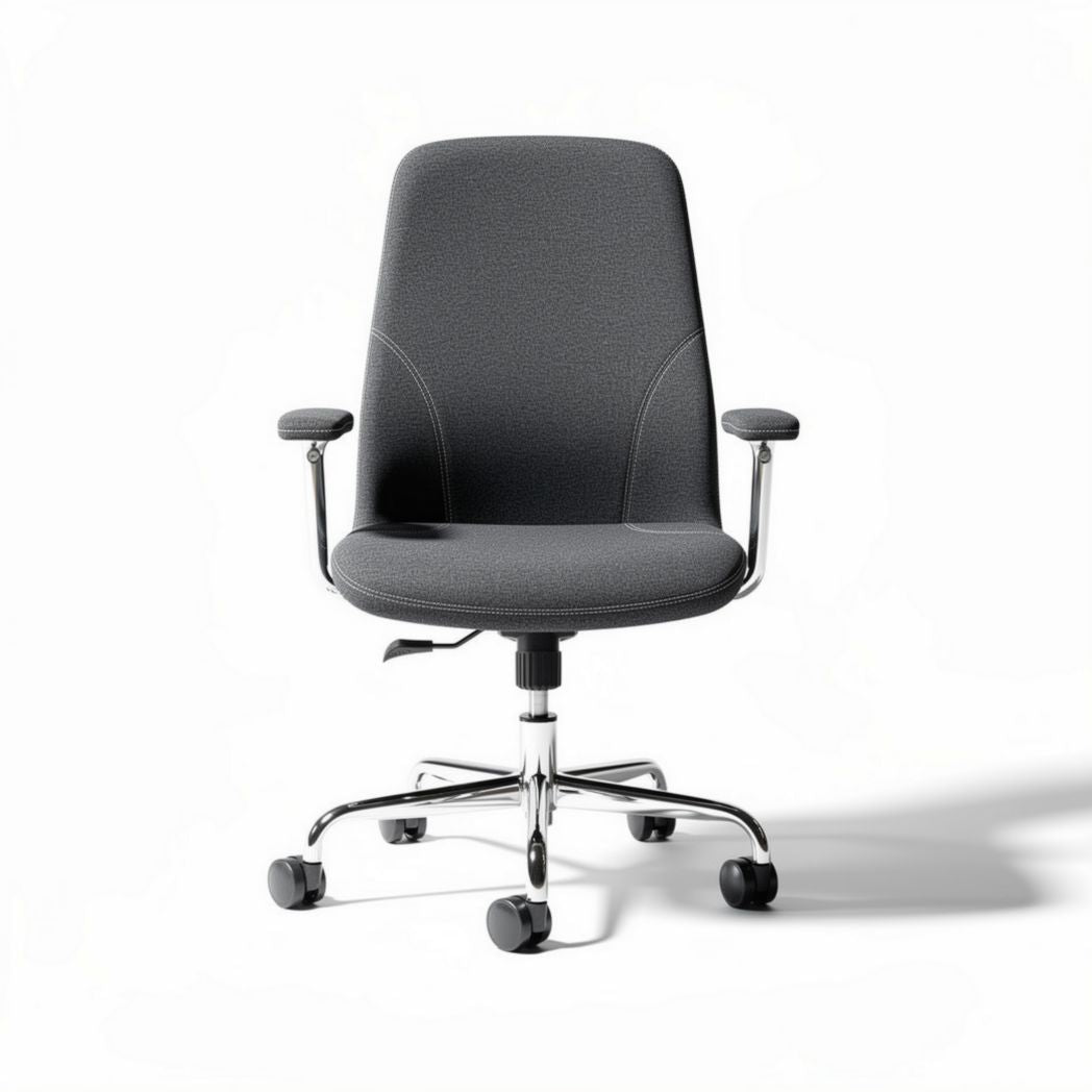 Chaise de bureau réglable en tissu gris avec accoudoirs et roulettes 45 x 60 x 100cm