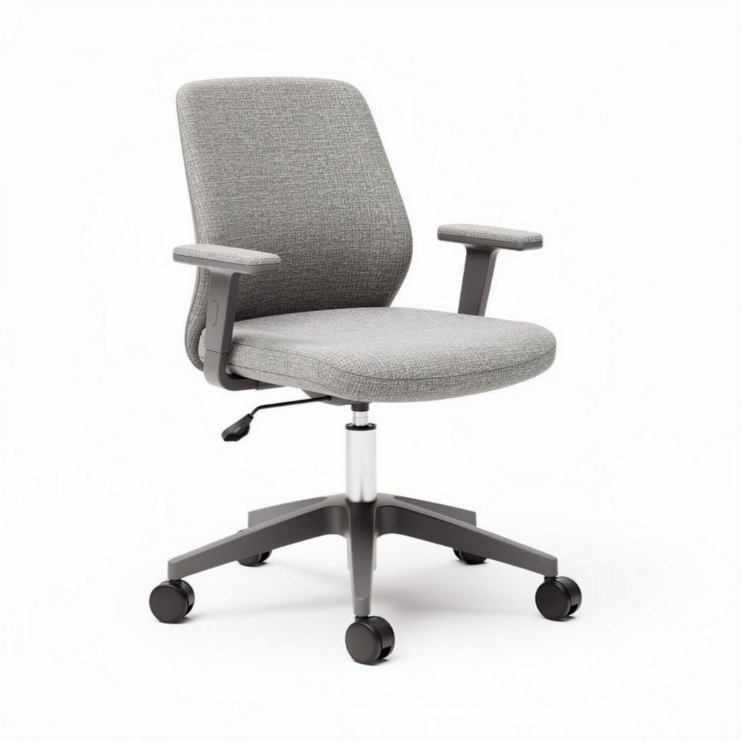 Chaise de bureau en tissu gris avec roulettes et accoudoirs réglables 60 x 60 x 90cm