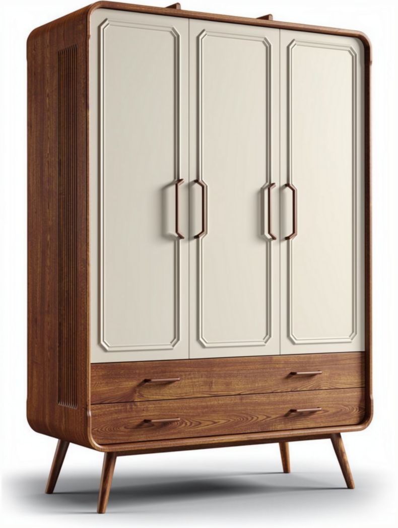 Armoire en bois de couleur chêne avec trois portes et tiroirs 180 x 100 x 60cm
