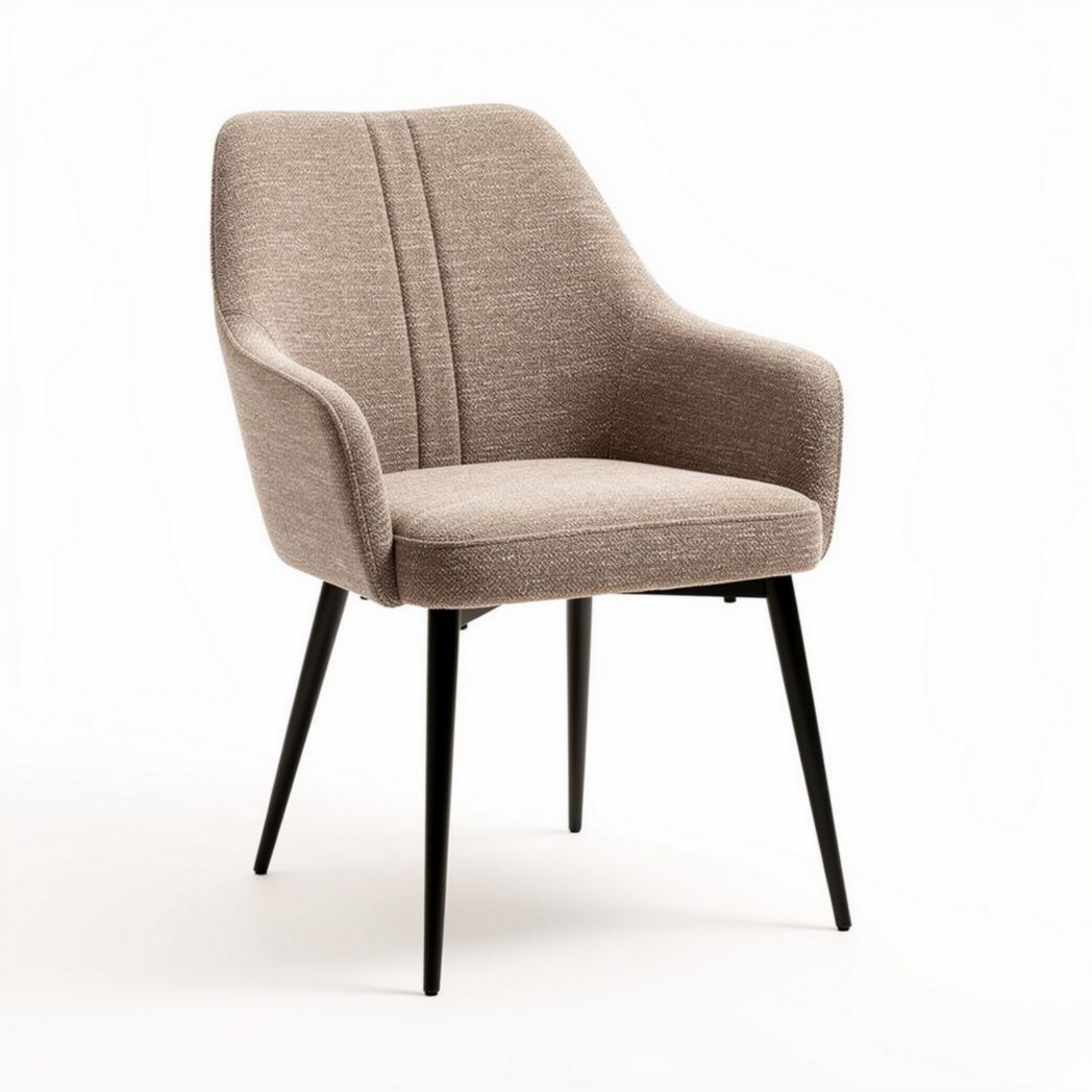 Chaise de salle à manger en tissu beige avec pieds en métal noir 60 x 65 x 85cm